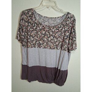 Maurices 24/7 T-Shirt Granny Casual Floral Colorblock Women's Size Large